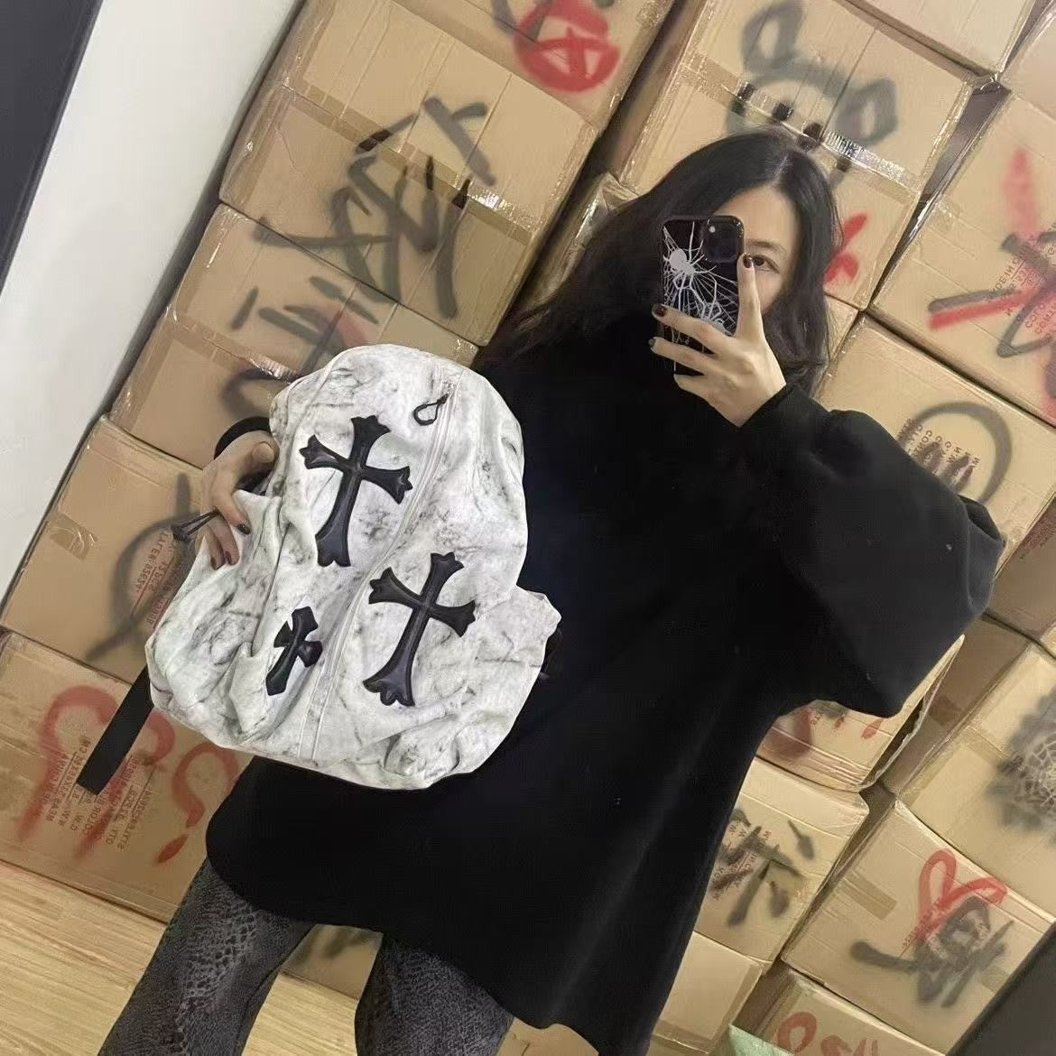 Fashionable Casual Retro Tie-Dye Print Nylon Large Capacity Durable Backpack Versatile Commuter Travel Hiking Bag Unisex