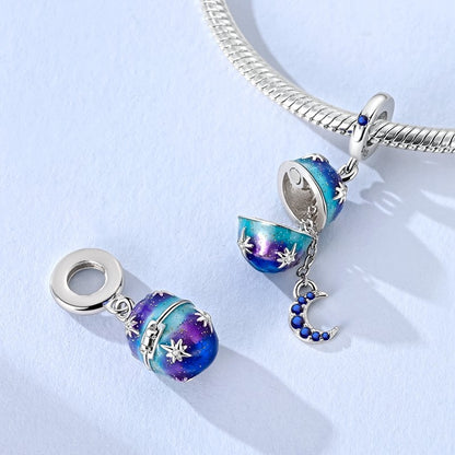 925 Sterling Silver Can Be Opened Pandant Easter Egg Charms Beads Fit Original Bracelet Making Fine Jewelry Women DIY Gift