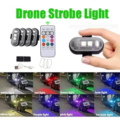 4pcs/set Wireless Remote Control Aircraft Lights,RGB Led Aircraft Strobe Light Motorcycle Accessories