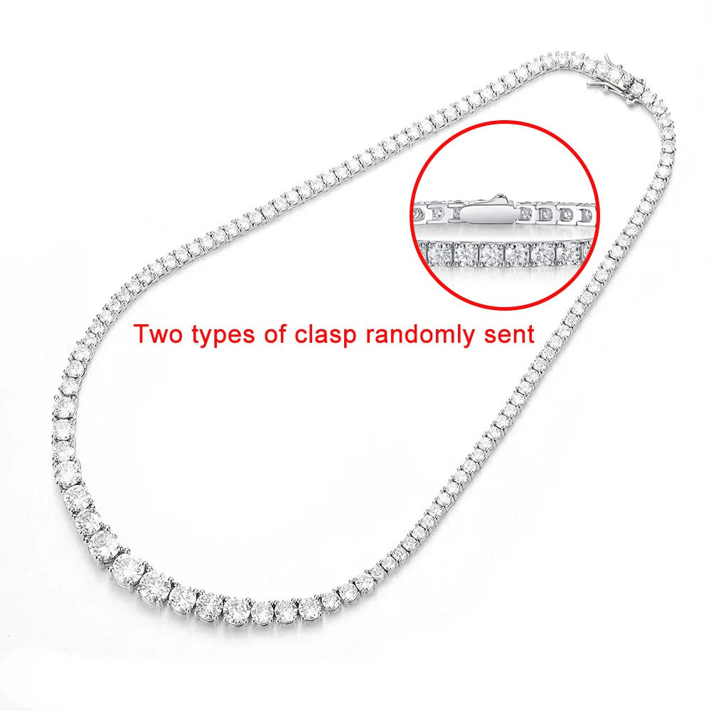 Colar Riviera de Moissanite com Certificado Gradiente de 3-5mm Gargantilha de Prata S925 para Mulheres