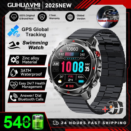 2025 Novo Smartwatch Profissional GPS Esportivo ao Ar Livre Corrida Rastreamento GPS Natação Bússola Altímetro 3ATM Pulseiras Esportivas Masculino