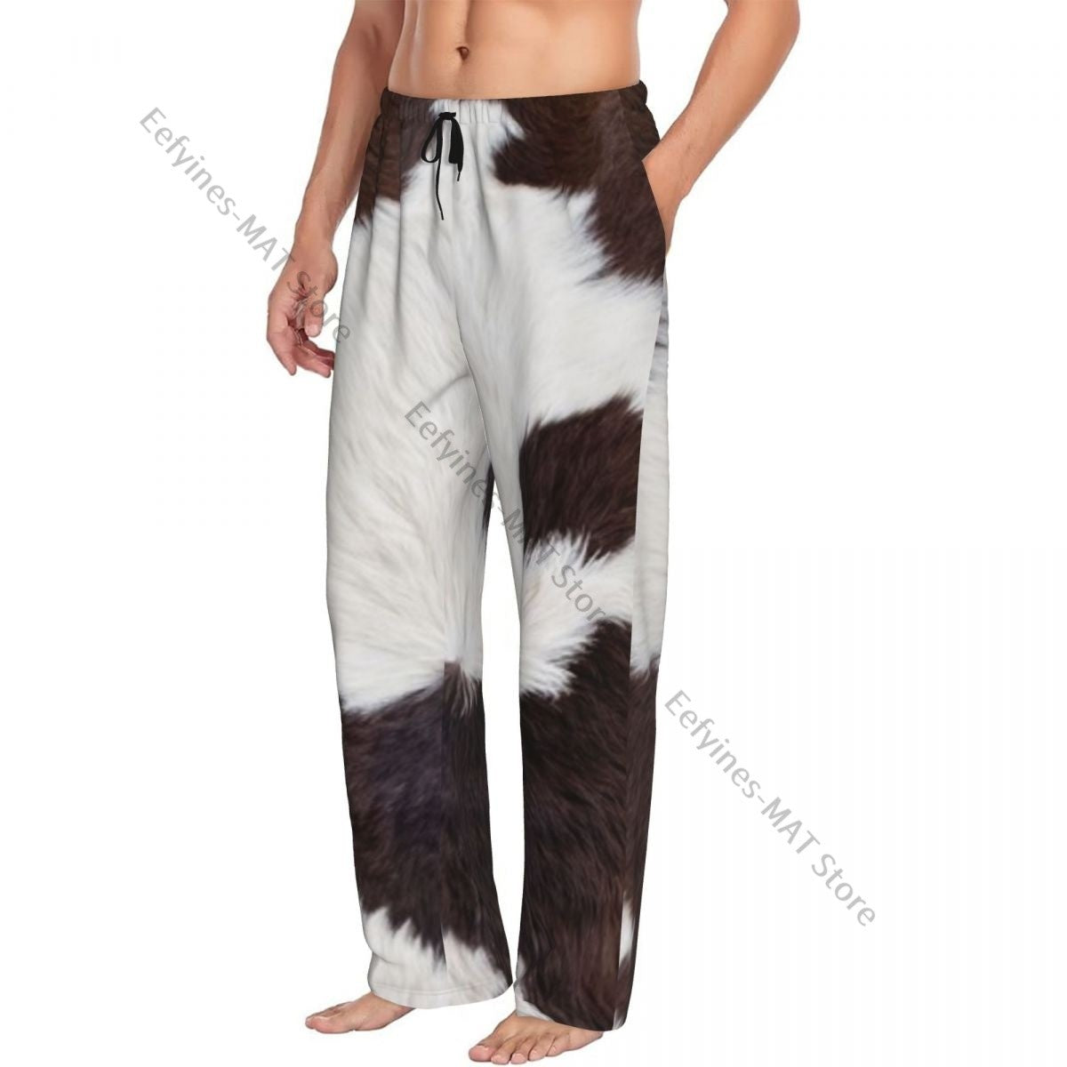 Cow Skin Texture Mens Pajamas Pyjamas Pants Lounge Pants Sleep Bottoms