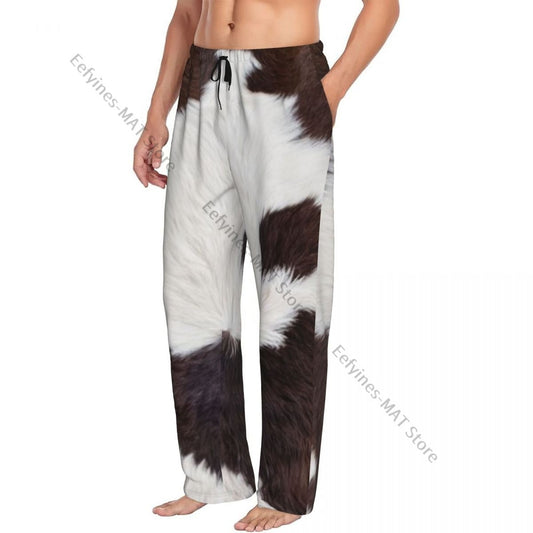 Cow Skin Texture Mens Pajamas Pyjamas Pants Lounge Pants Sleep Bottoms