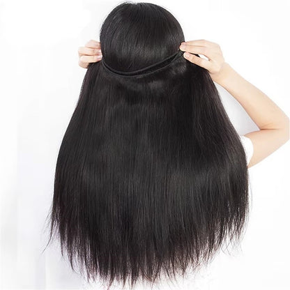 Pacotes de Cabelo Virgem Liso Brasileiro 12A, Extensões de Cabelo Humano 100% Não Processado, 14-30 Polegadas, Trama Dupla