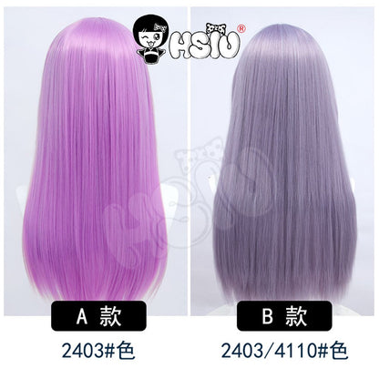 ?HSIU Brand?26 Colors 60cm Long Straight Hair Pink Gray  White purple Black pink Fiber synthetic wig + Free brand wig net