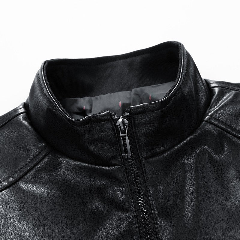 Leather Jacket Men Coats Windproof Oversized 6XL 7XL 8XL Plus Size Autumn Motorcycle Travel Fleece Black Zipper Winter Overcoat