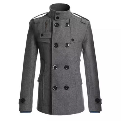 Men's Wool Blend Overcoat, Mid-Length Trench Coat Man, Autumn And Winter Mans Slim Fit Overcoat