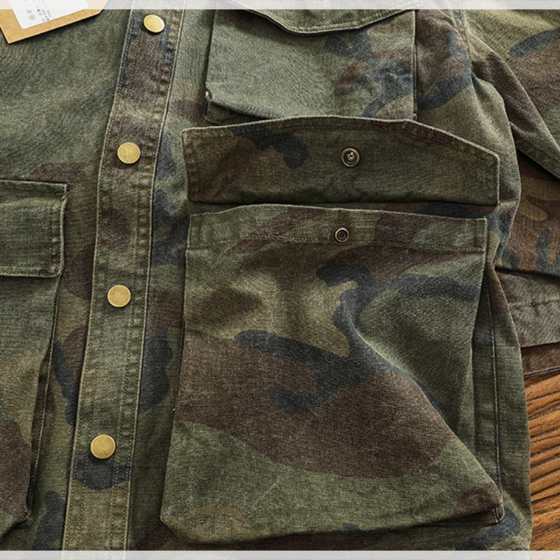 Casual cargo shirt camouflage coat fall new men's coat large pocket function stylish outdoor jacket