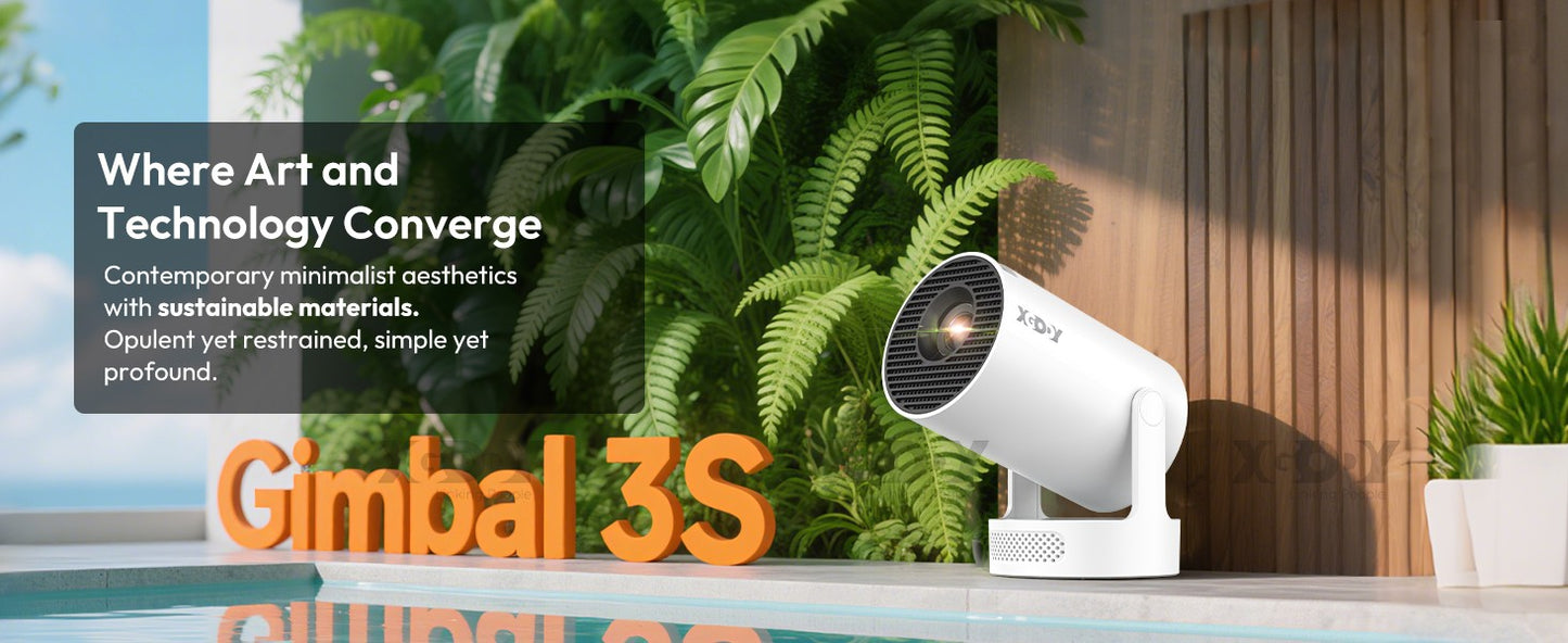 XGODY Projector Beamer Gimbal 3S 4K Wifi6  Short Throw Projector Android11 ??260 ANSI Dual WIFI BT5.0 1280*720P Home Theater
