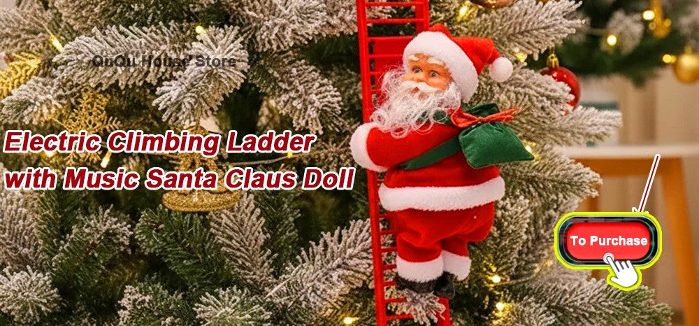 Electric Climbing Ladder Santa Claus Music Doll Christmas Ornament Decoration for Home Christmas Tree Hanging Decor NewYear Gift