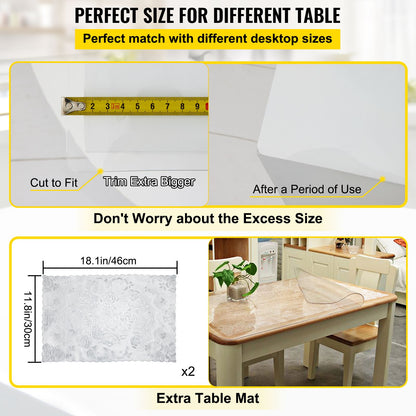 SucceBuy 1.5mm2mm PVC Table Cloth Transparent Clear Desk Cover Protector Plastic Soft Glass Waterproof Oilproof for Dining Table