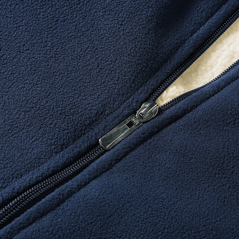 Jaqueta Masculina de Algodão Gola Alta, Espessa, Lã de Cordeiro, Confortável, Quente, Respirável, Corta-Vento, para Pesca de Lazer no Inverno