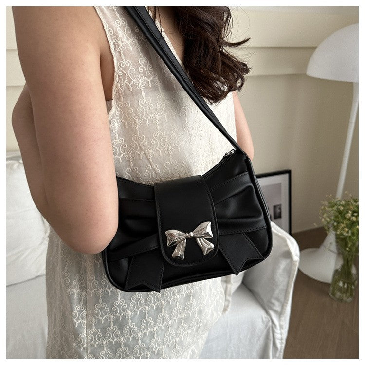 Trendy Bow Shoulder Bag Handbag Casual Underarm Bag Daily Commuting Bags PU Leather Lady Banquet Bag Business Women's Bags