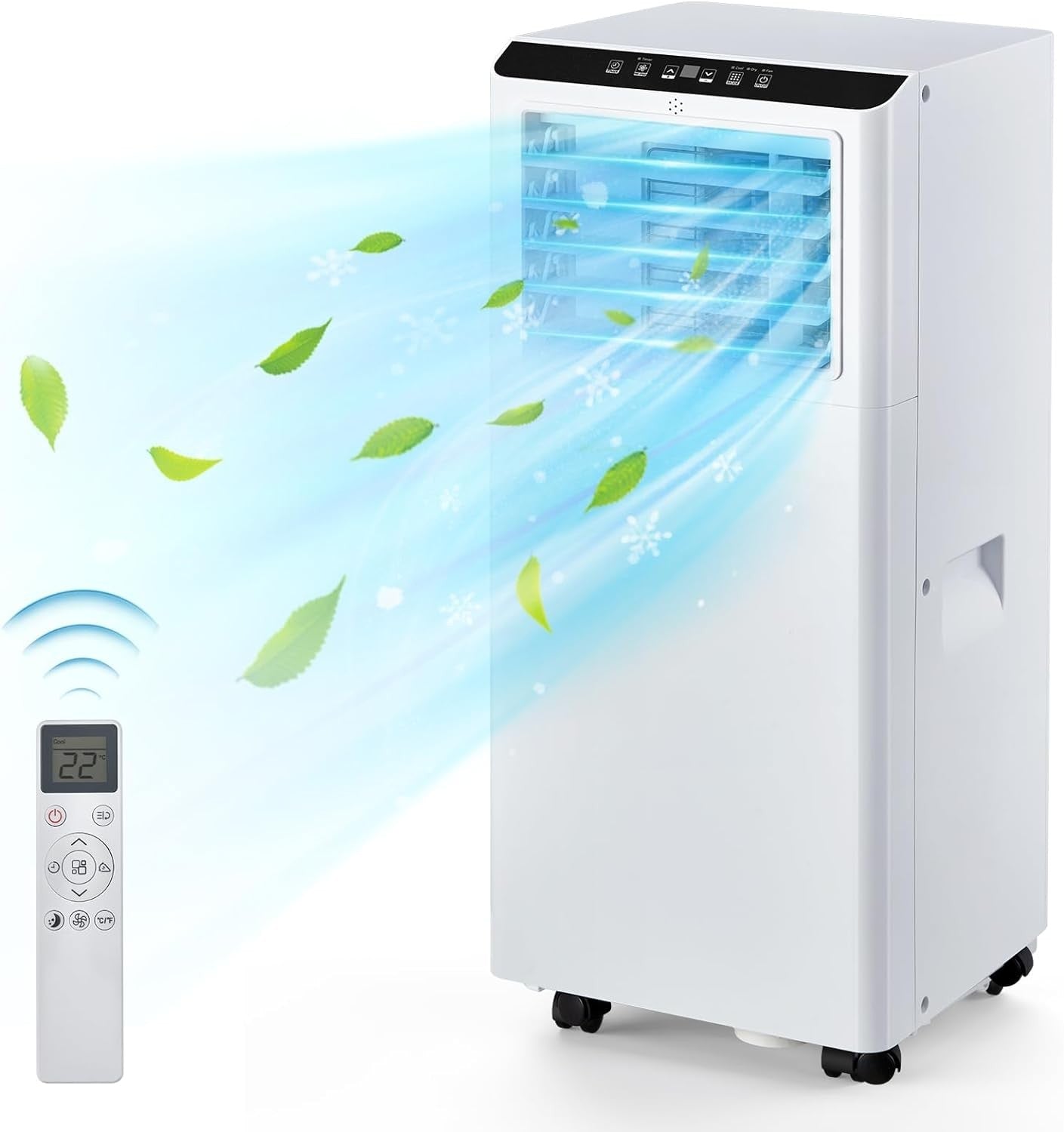 Ar-Condicionado Portátil 8000BTU com Controle Remoto e Timer 24h, Unidade de AC Portátil 3 em 1 de Baixo Ruído com Desumidificador