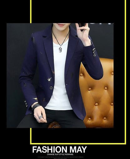 2025 Men's Autumn Casual No Slit Printing Leisure   blazer