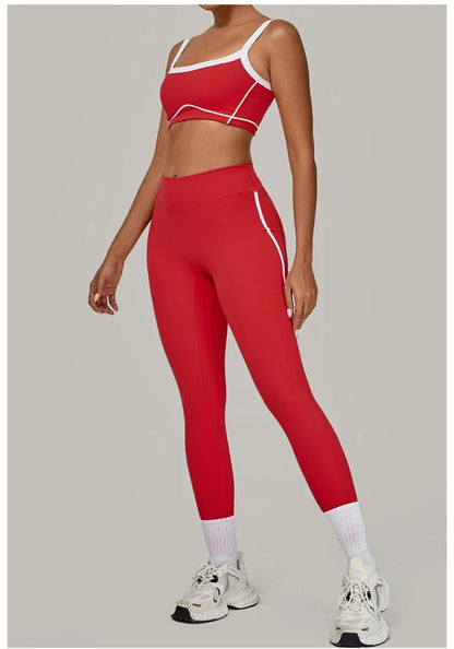 Yoga Suit Sports Fitness High Waist Peach Hip Tight Removable Padding Sports Bra Outfit Running Workout Clothes Gym Leggings Set
