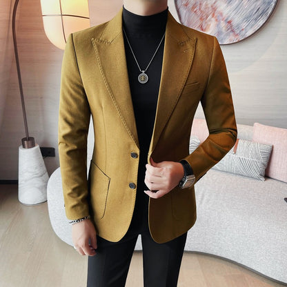Blazer Jackets Men's Clothing High Quality Autumn Winter Thick Warm Mens Jackets And Coats Business Formal Wear Slim Fit Blazers