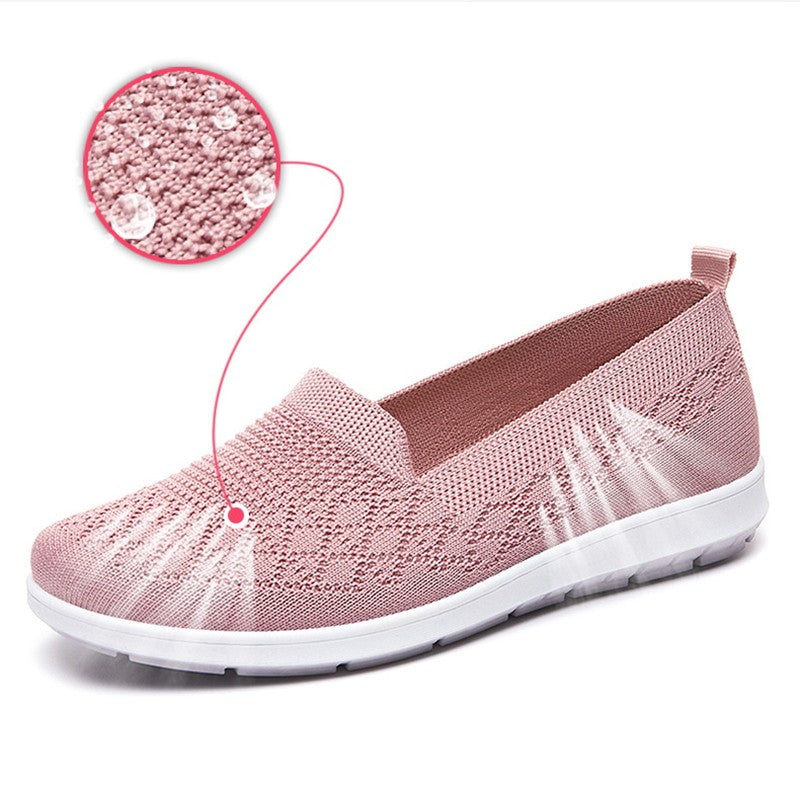 Spring Summer Breathable Knitted Flats for Women 2025 Comfortable Slip On Mom Shoes Woman Slip On Non Slip Casual Sneaker Female
