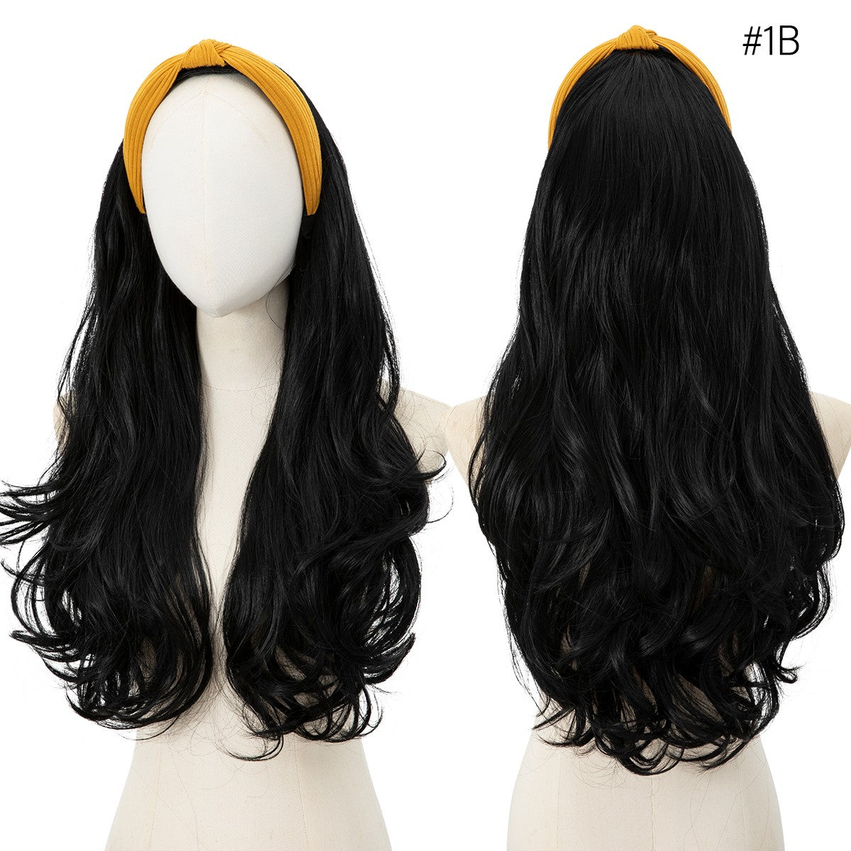 Peruca de Cabelo Sintético Longo Ondulado com Faixa Feminina Ombré Castanho Preto Loiro Cosplay Natural Resistente ao Calor Meia Peruca para Mulheres