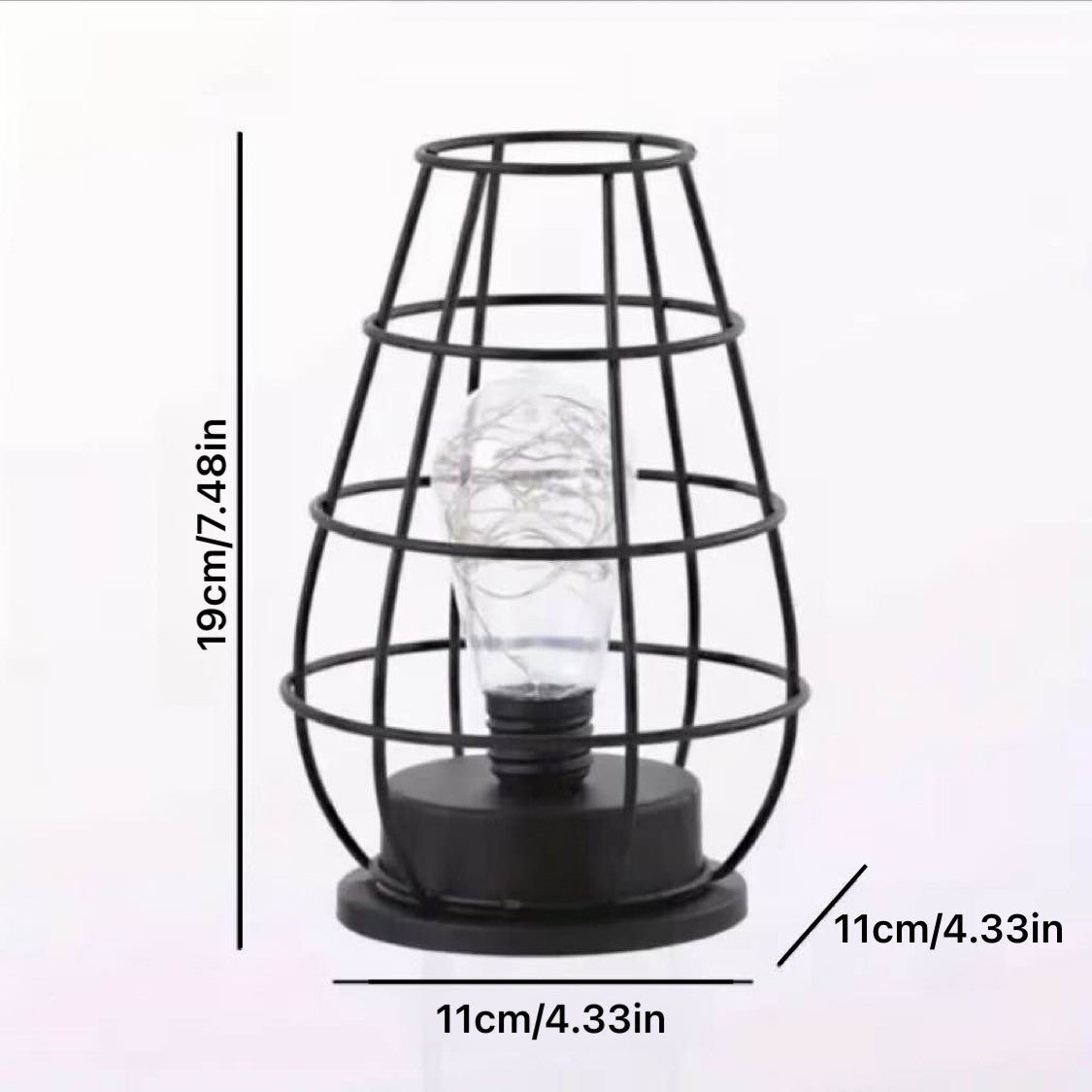 1PC Indoor Iron Wire Cage Design Night Light,Battery-Powered LED Lamp, Decorative Table Lighting for Bedroom, Living Room
