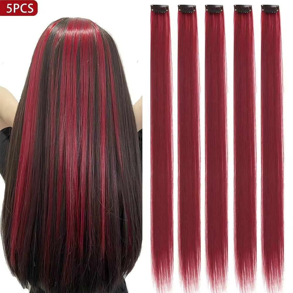 Extensões de Cabelo com Brilho em Degradê de Três Cores, Presilhas Sintéticas de Brilho de Arco-Íris Resistentes ao Calor