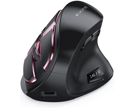 Mouse sem fio vertical Bluetooth para tablet, laptop e notebook, recarregável, USB, sem fio, ergonômico para destros