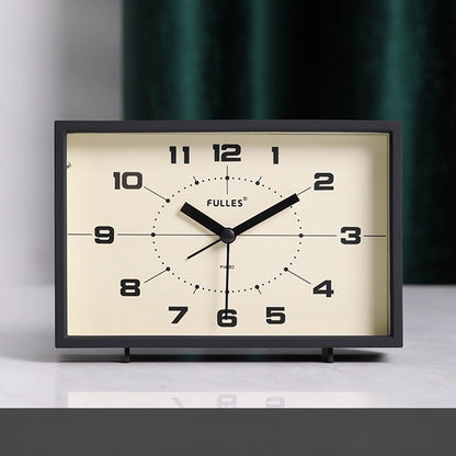 1PC Retro Small Alarm Clock Desktop Ornament Elderly Silent Square Living Room Table Clock Desktop Home Decoration