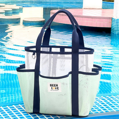 Transparent Mesh Handheld Beach Bag with Large Capacity for Swimming Big Eye Net Beach Bag Portable Handbag for Beach Accessorie