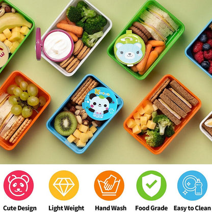 Mini Garfos de Fruta para Crianças Animais Fofos Palitos para Lanches com Cortador de Vegetais Conjunto de Divisórias de Silicone para Lancheira