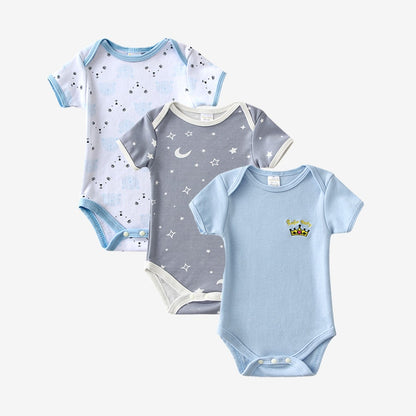 3Pcs Baby Girl Romper Summer Short Sleeve Newborn Boy Playsuit Baby Girl Clothes Set