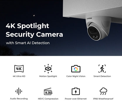 H.View 8Mp Poe Ip Camera Ai Face Detection 4K Cctv Security Camera Outdoor Dome Audio Video Surveillance Recorder xmeye app nvr