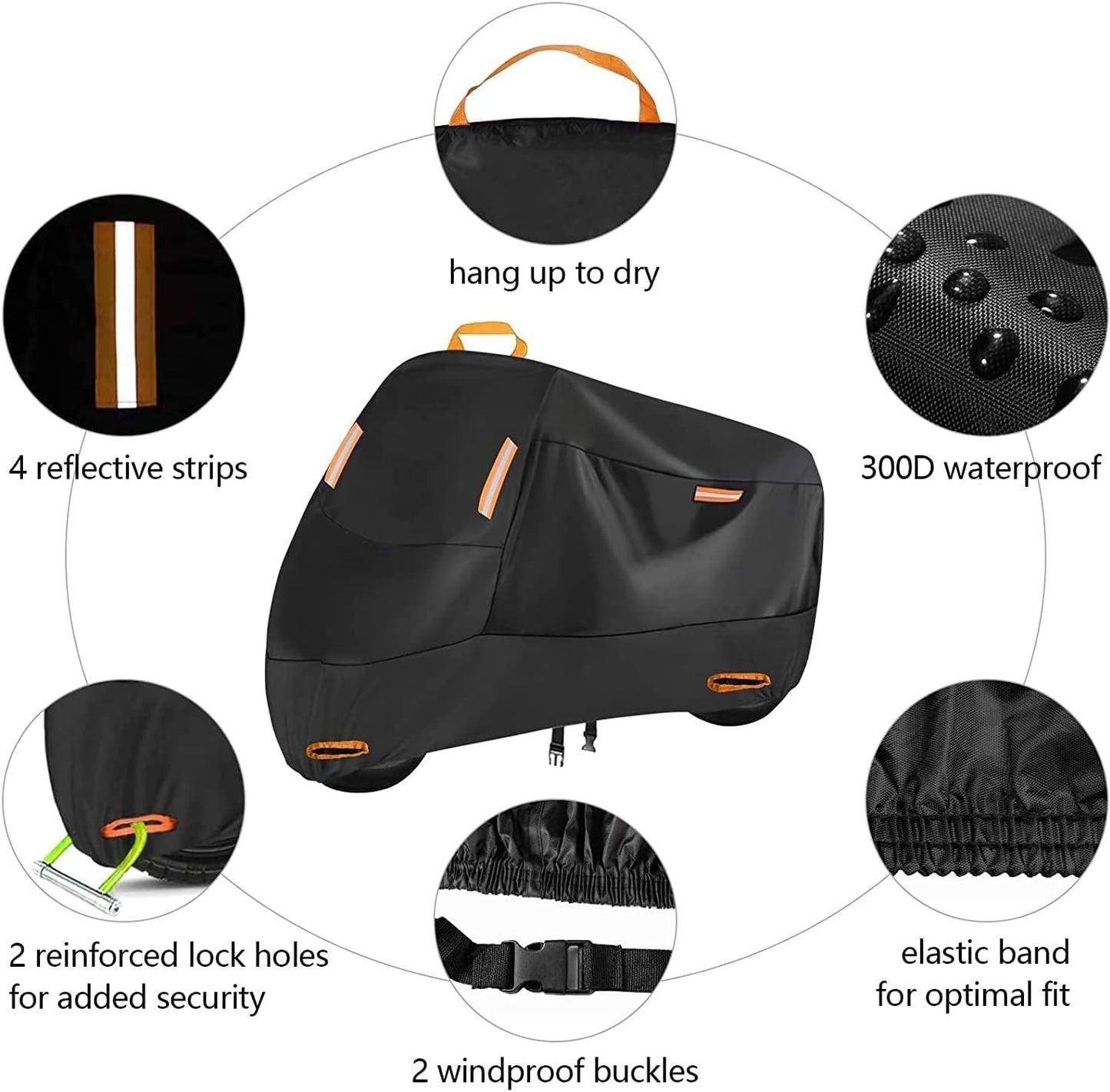 Capa de Moto Impermeável para Todas as Estações, à Prova de Poeira, Proteção UV, Uso Externo e Interno, Scooter, Tecido 210D Resistente ao Desgaste, Capa para Motocicleta