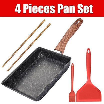 Frigideira Antiaderente para Omelete Japonesa Tamagoyaki, Frigideira Retangular para Ovo Tamago Panela Pequena para Fritar Ovos com Utensílios de Cozinha