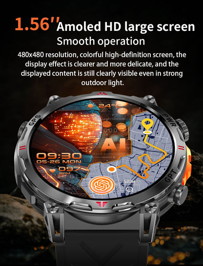 Smartwatch Militar T-Rex3 Ultra GPS 2025 Novo com GPS Integrado Bússola Altímetro Barômetro 5ATM À Prova D'água Pulseira Esportiva Masculina de 650mAh
