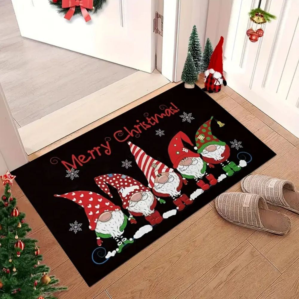 VIKAMA Modern Style Christmas Bath Door Mat Non-Slip Absorbent Rug Water Absorbing Skid-Resistant Mat for Bathroom Home Decor