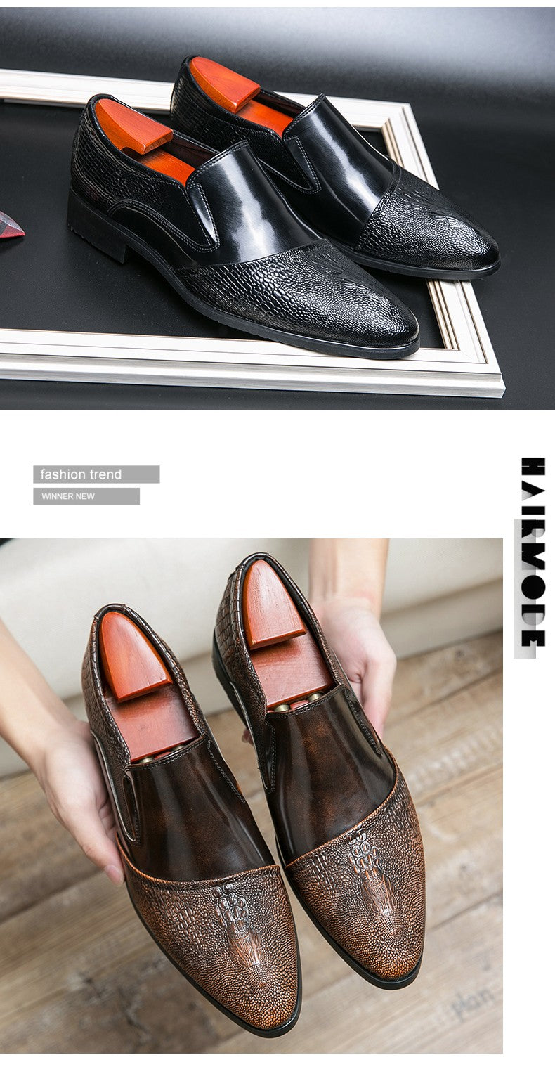 Luxury Crocodile Pattern Men Business Loafers Big Size Fashion Leather Comfortable Designer Wedding Social Formal Platform Shoes