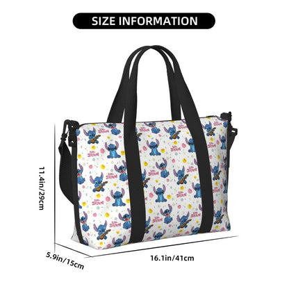Custom Large SLilo And Stitch Cartoon Tote Bag Women Anime Shopping Shoulder Beach Gym Travel Bag