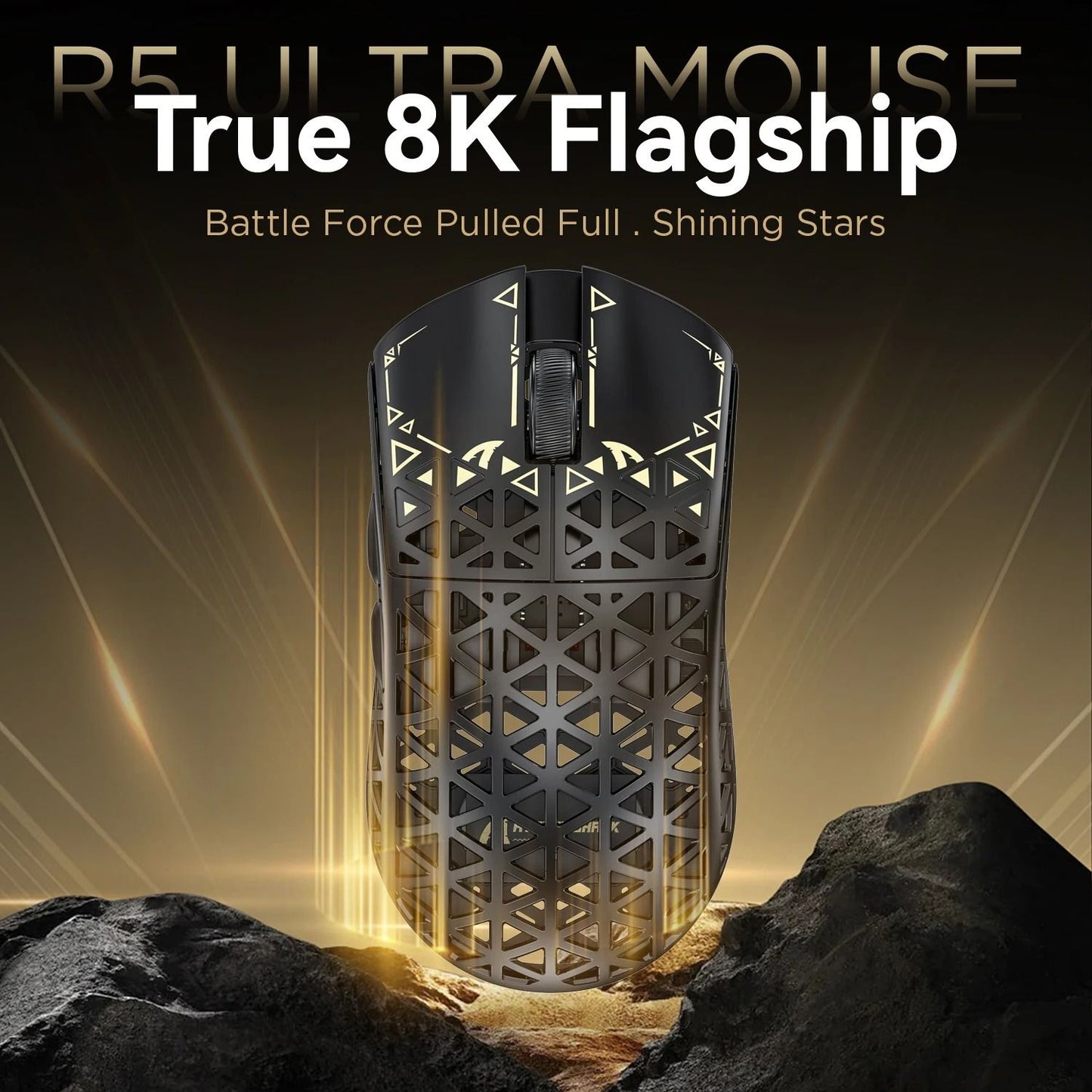 ATTACK SHARK R5 Ultra Wireless Gaming Mouse 39g Lightweight Carbon Fiber 8K Polling PAW3950MAX 42000 DPI Tri-Mode Esports Mouse