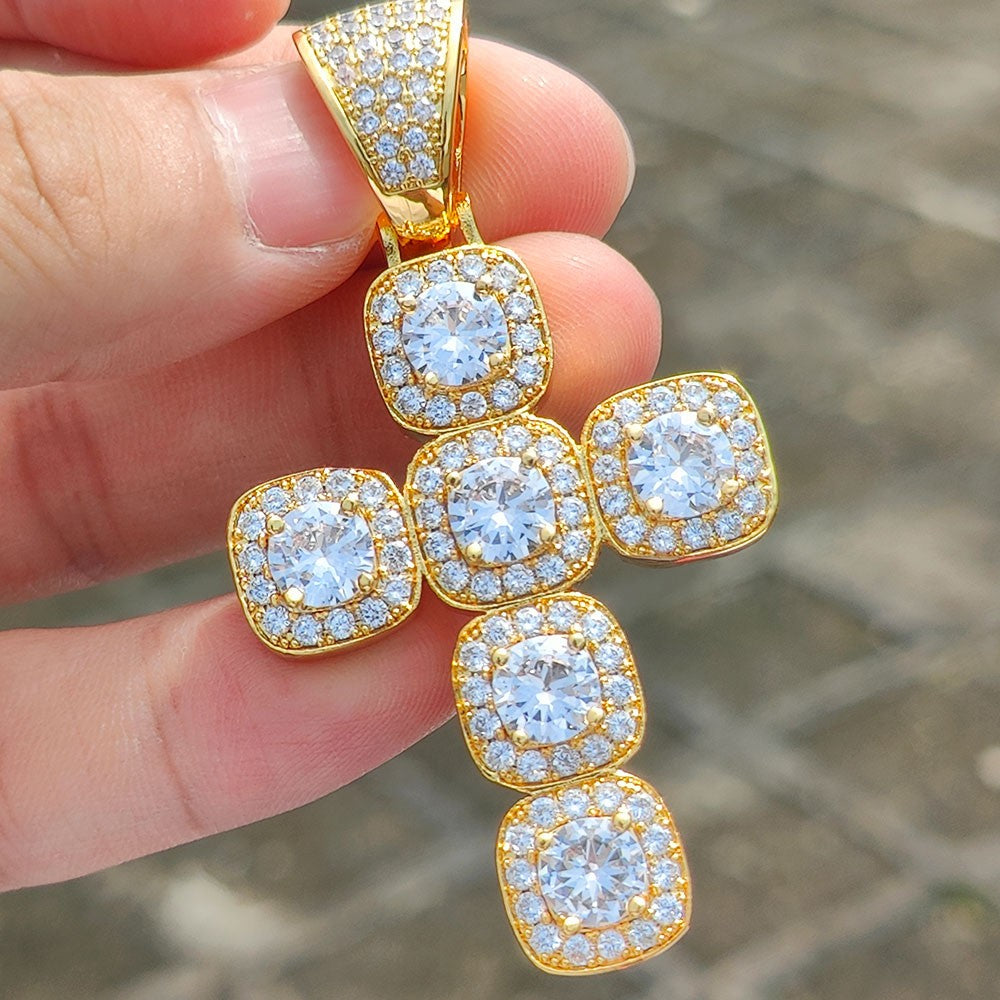 2026 Hip Hop Cross Pendant Necklace for Men 4mm Zircon Tennis Chain Ice Sparkling Necklace for Women Punk Jewelry Fashion Gift