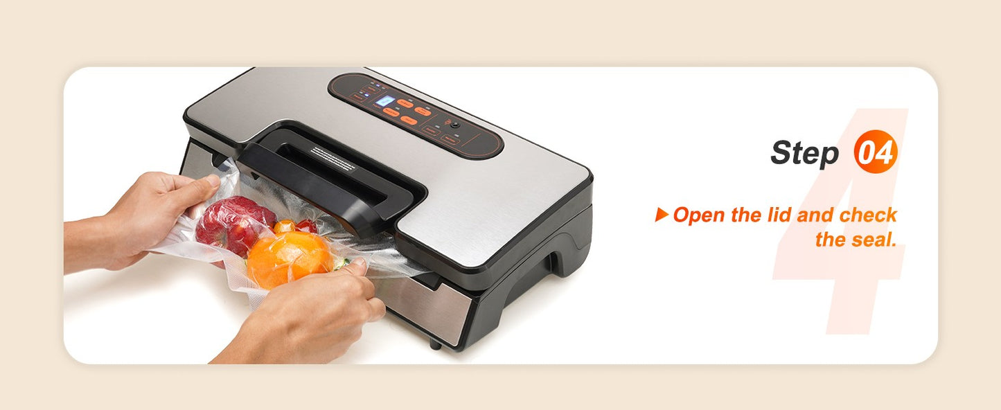 Seladora a Vácuo SucceBuy 90Kpa 130W para Alimentos com 10 Sacos a Vácuo Grátis para Cozinha Doméstica