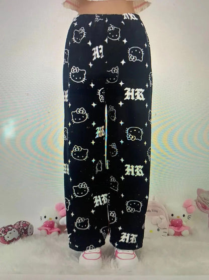 Yuguigou Flannel Sleeping Pants For Women Thickened Coral Fleece Pants For Autumn And Winter Cute Student Warm Plush Home Pant