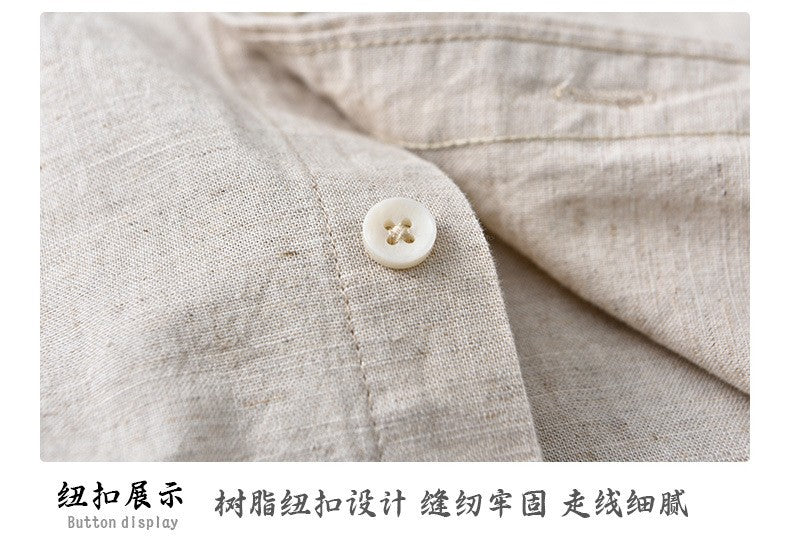 Men's Cotton-Linen Long Sleeve Shirt – Lightweight, Breathable, Vintage-Inspired Business Casual Shirt for Spring/Summer Fashion