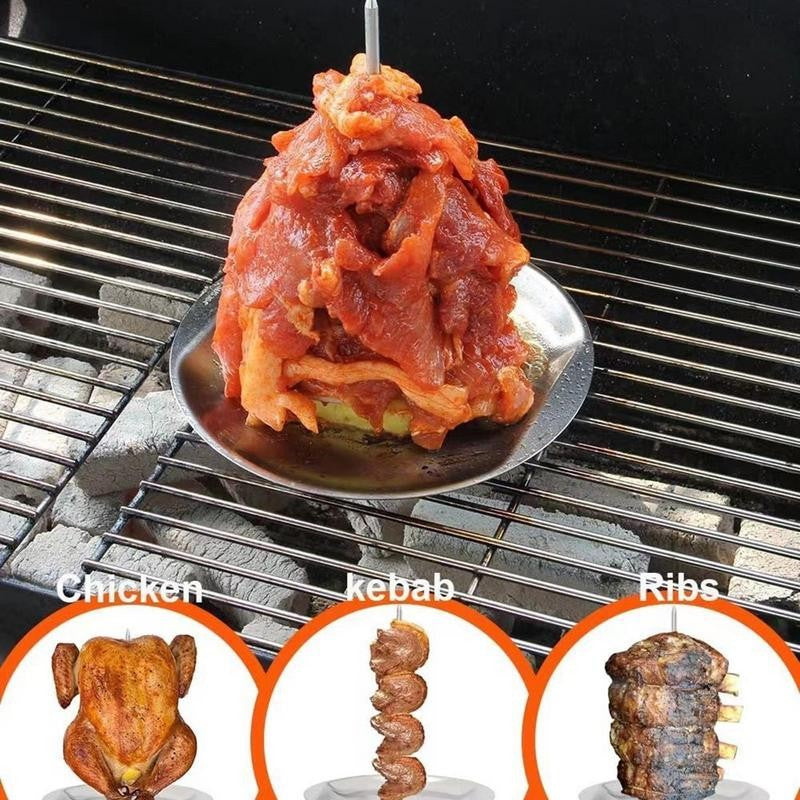 Vertical Tacos Al Pastor Skewer Stainless Steel Brazilian Barbecue Skewer Vertical Spit Stand Shawarma Kebabs Gyros BBQ Grilling