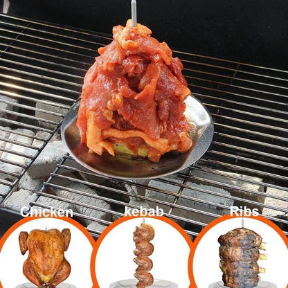 Vertical Tacos Al Pastor Skewer Stainless Steel Brazilian Barbecue Skewer Vertical Spit Stand Shawarma Kebabs Gyros BBQ Grilling