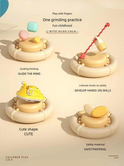 1-3Year Babies Random color matching  Sensory Montessori Toys Silicone Pull String Toy for 0 12 Months Teething Small boat desig