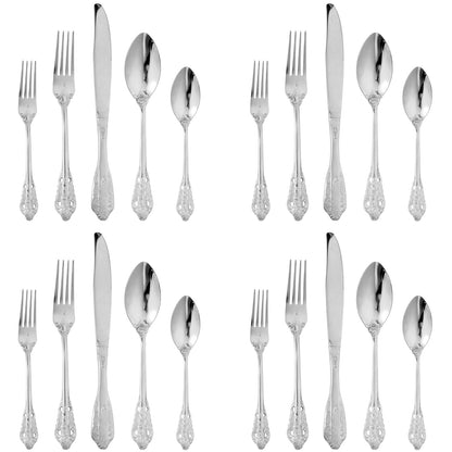 20Pcs High Quality Cutlery Set Handle Exquisite carving Stainless Steel Golden Tableware Knife Fork Spoon Flatware Set Silverwar
