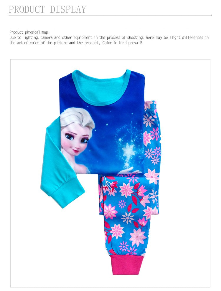 New Spring Autumn Children's Clothing Sets girl Sleepwear Clothes Kids Pajamas Set Baby Girls Cotton Anna Elsa Cartoon Pyjamas