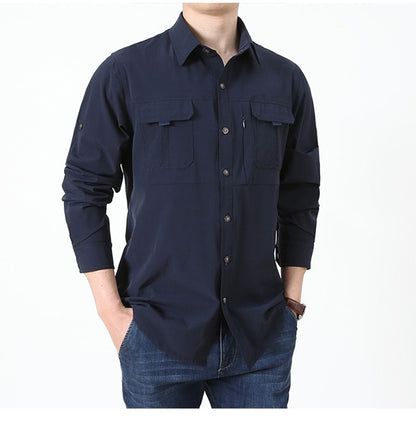 Summer Jacket Upf 50+ Sun Protection Fishing Shirts Men's Quick Dry Long Sleeve Shirts Mesh Breathable Hiking Work Cargo Shirts