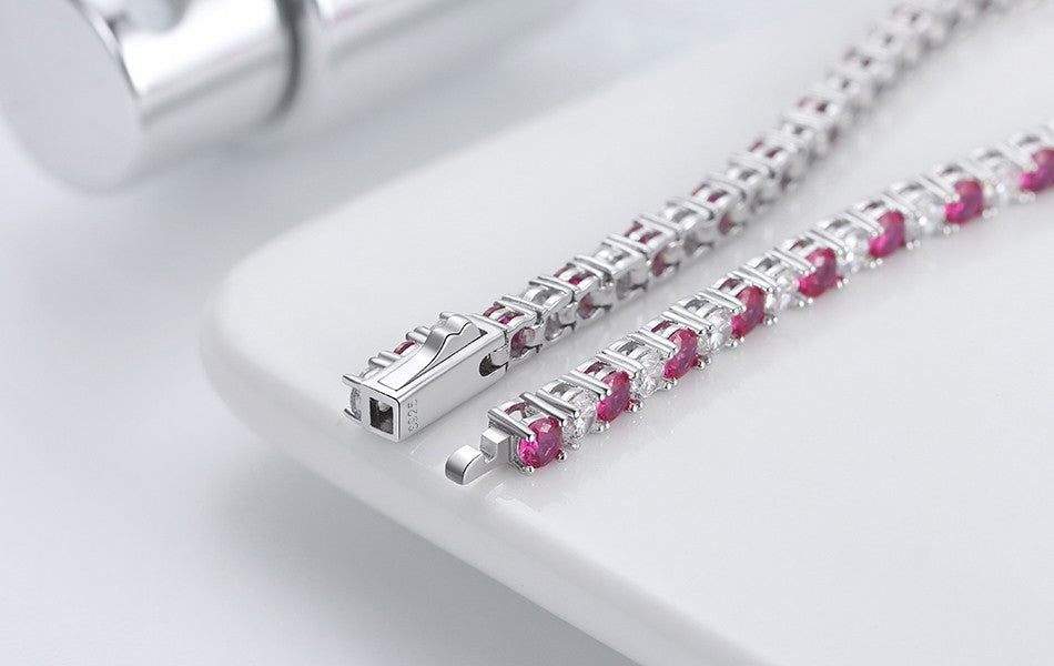 ORSA JEWELS Authentic 925 Sterling Silver Tennis Chain Bracelet Moulding Process Hanmade High-end Hand Chain for Man Woman SB128