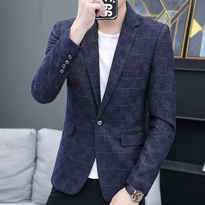 The 2025 autumn checkered suit jacket is a stylish, cool, casual, business and trendy Korean-style fitted suit jacket top